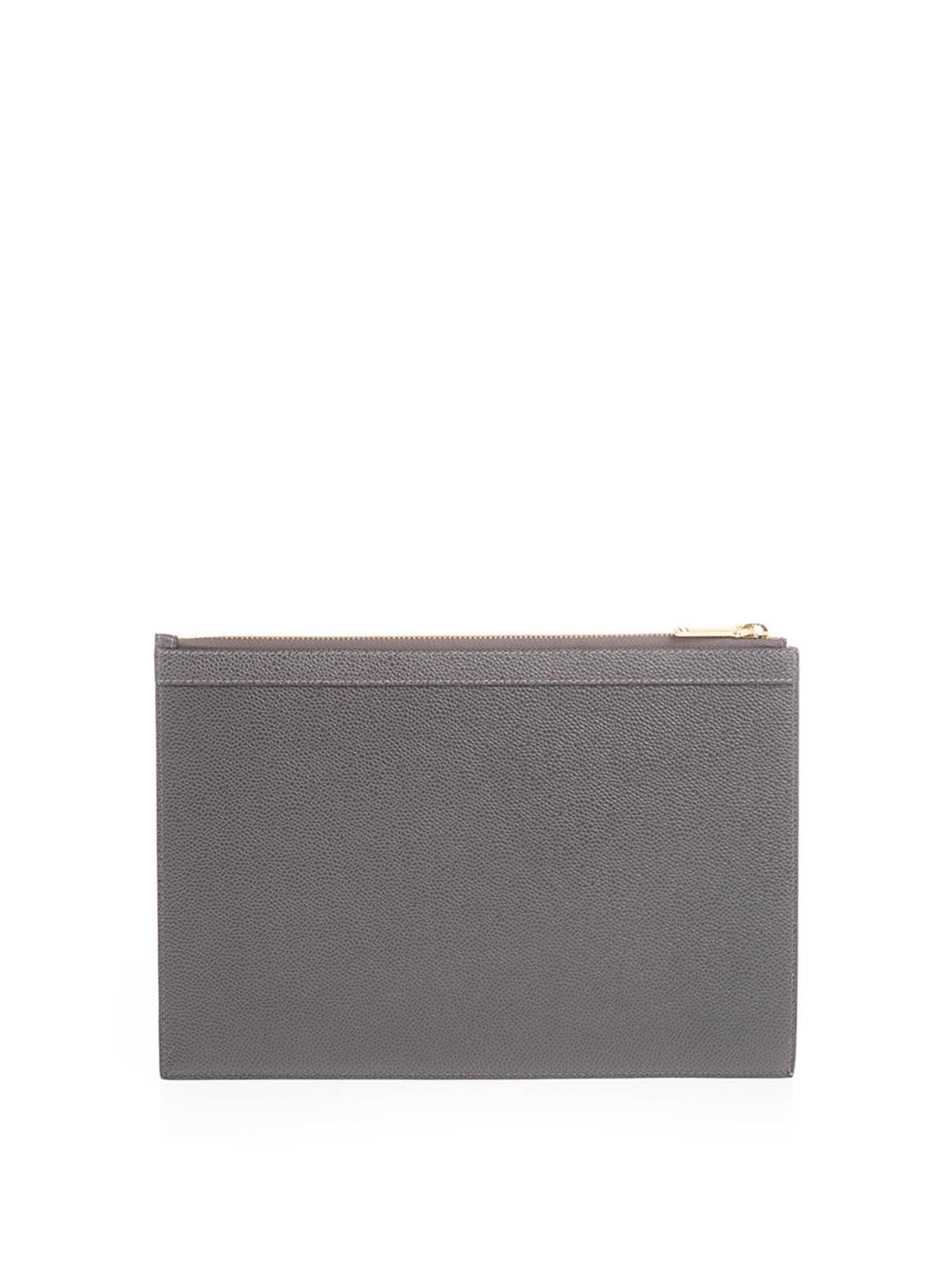 THOM BROWN ポーチ Thom Browne Zebra patch pouch in grey - Grey | MAC110A00198035