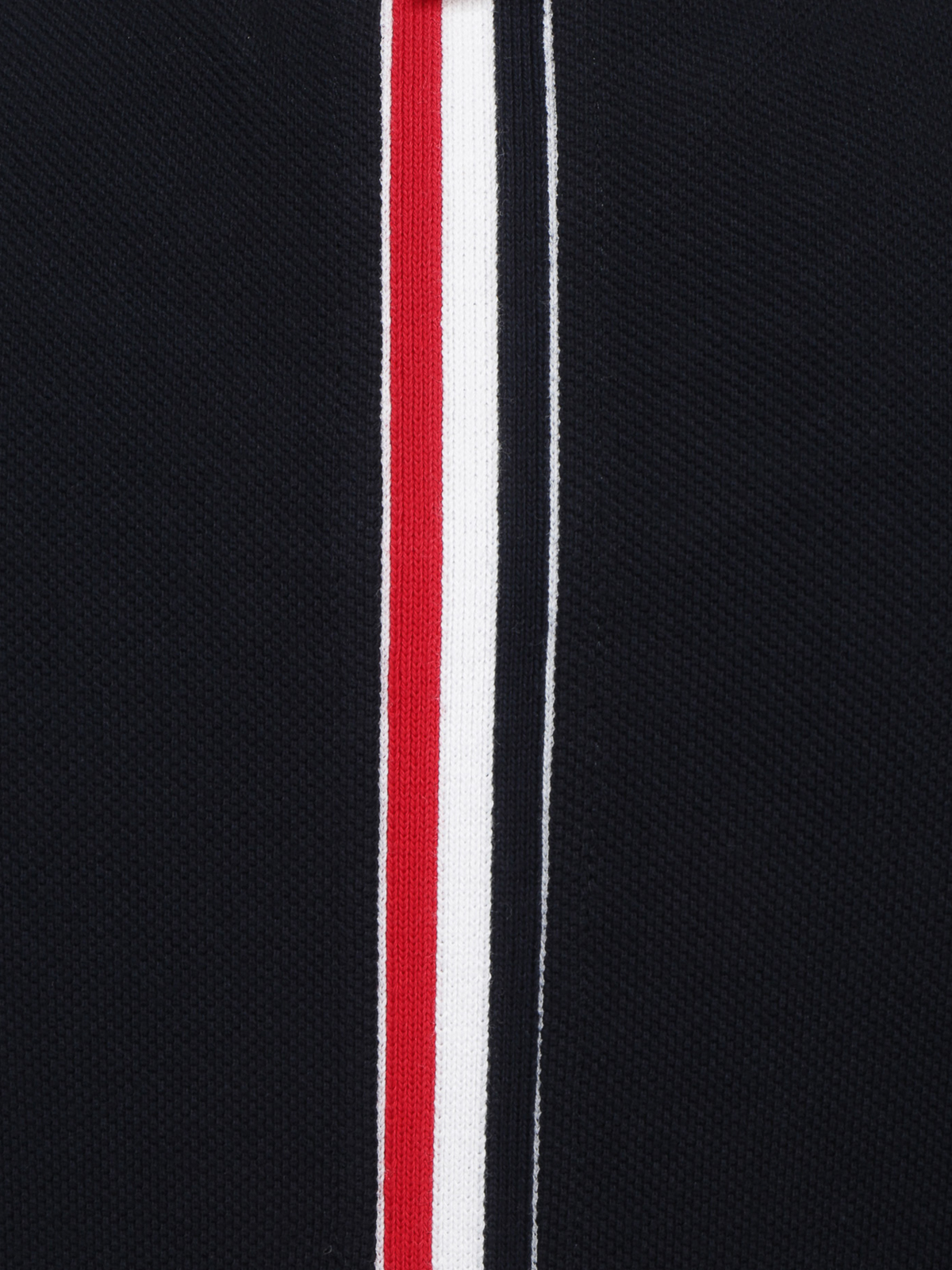 Shop Thom Browne Striped Detail Cotton Polo In Dark Blue