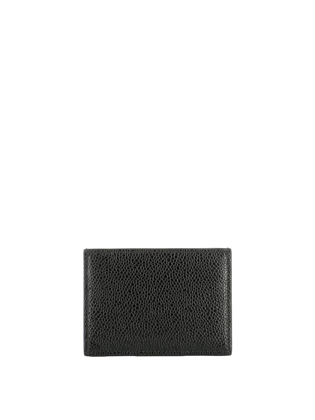 Shop Thom Browne Black Leather Card Holder