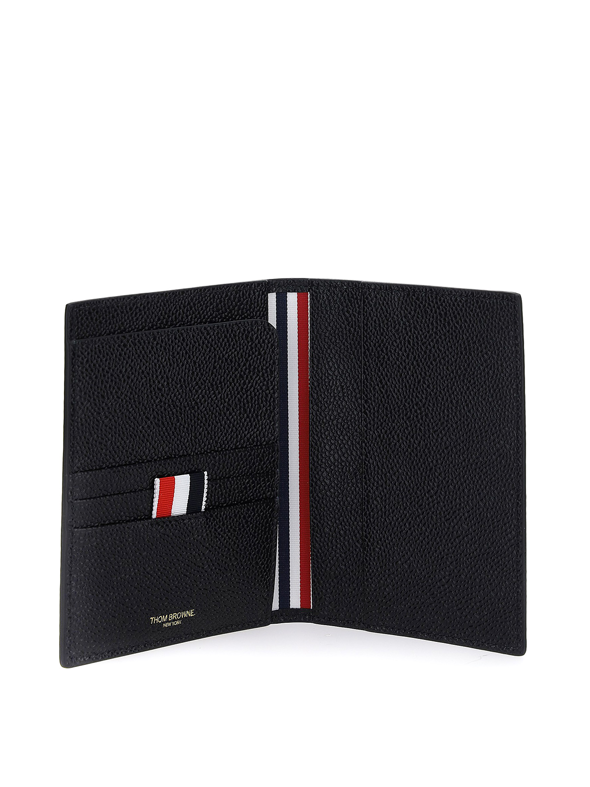 Shop Thom Browne Grained Leather Passport Holder In Negro