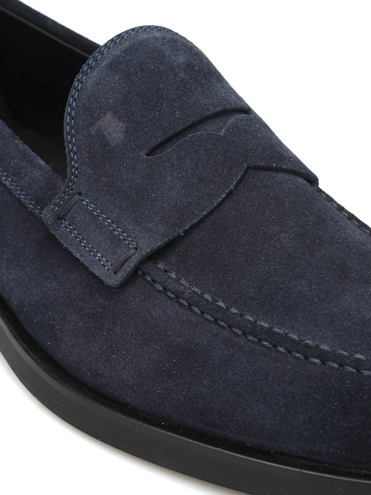 Shop Tod's Penny Bar Suede Loafers In Blue