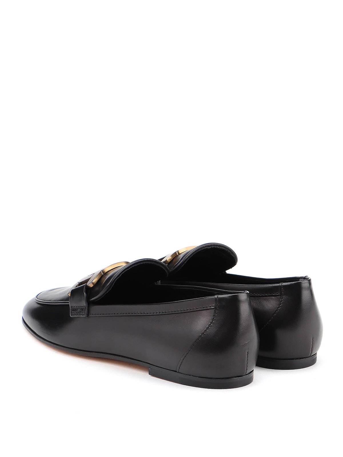 Shop Tod's Smooth Leather Loafers In Negro