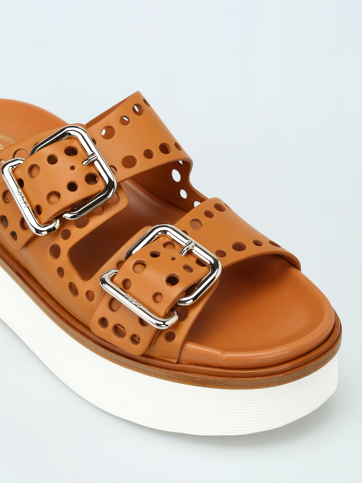 Tod's Leather Two-Strap Sandals
