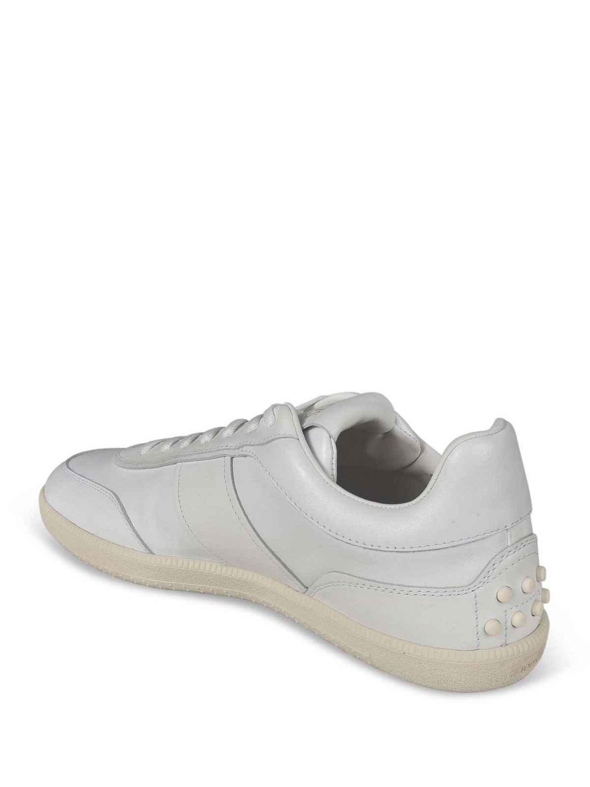 Shop Tod's Vintage Design Leather Sneakers In White