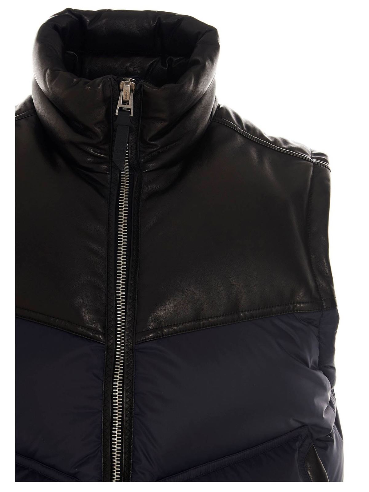 Tom Ford Sleeveless down jacket in blue - Blue | BW060TFO312B09