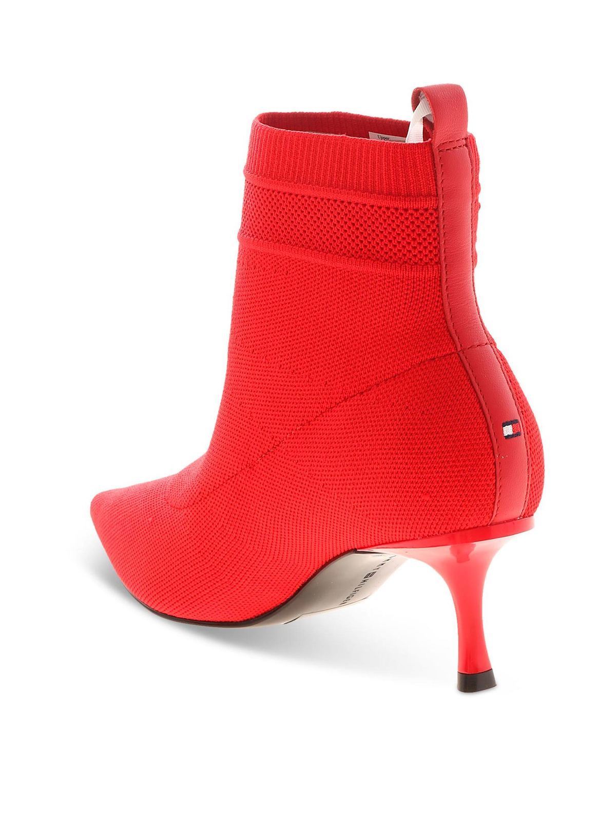 Ankle boots Tommy Hilfiger - Knitted pointed ankle boots in red -