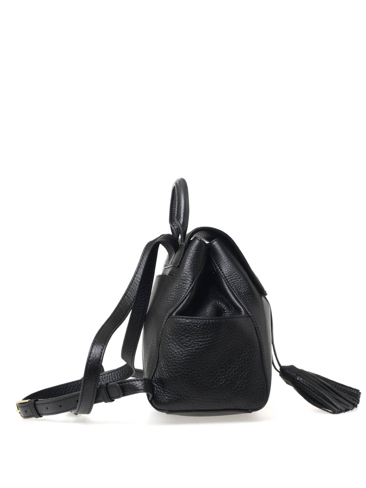 Tory burch thea mini backpack tassels pebbled leather black