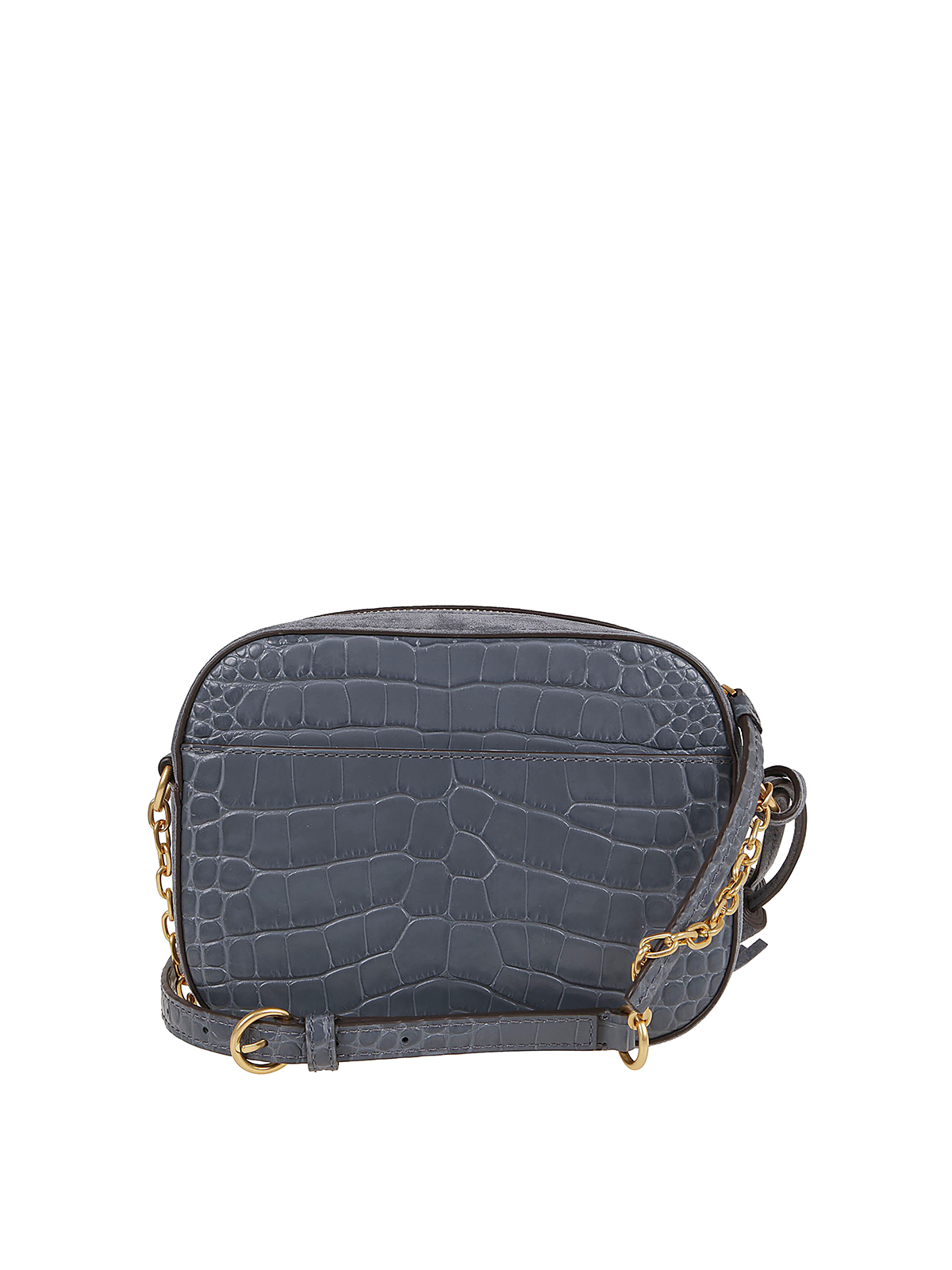 TORY BURCH: shoulder bag in crocodile print leather - Black