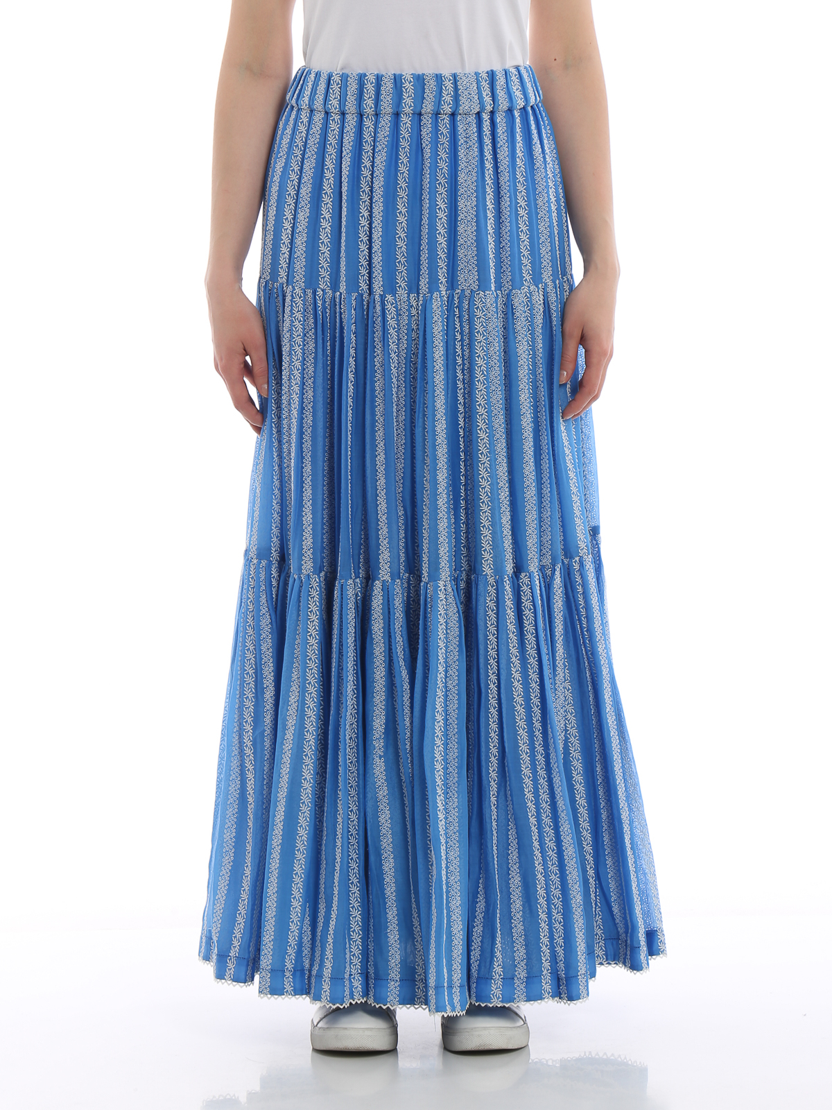 Tory burch striped tiered maxi clearance skirt