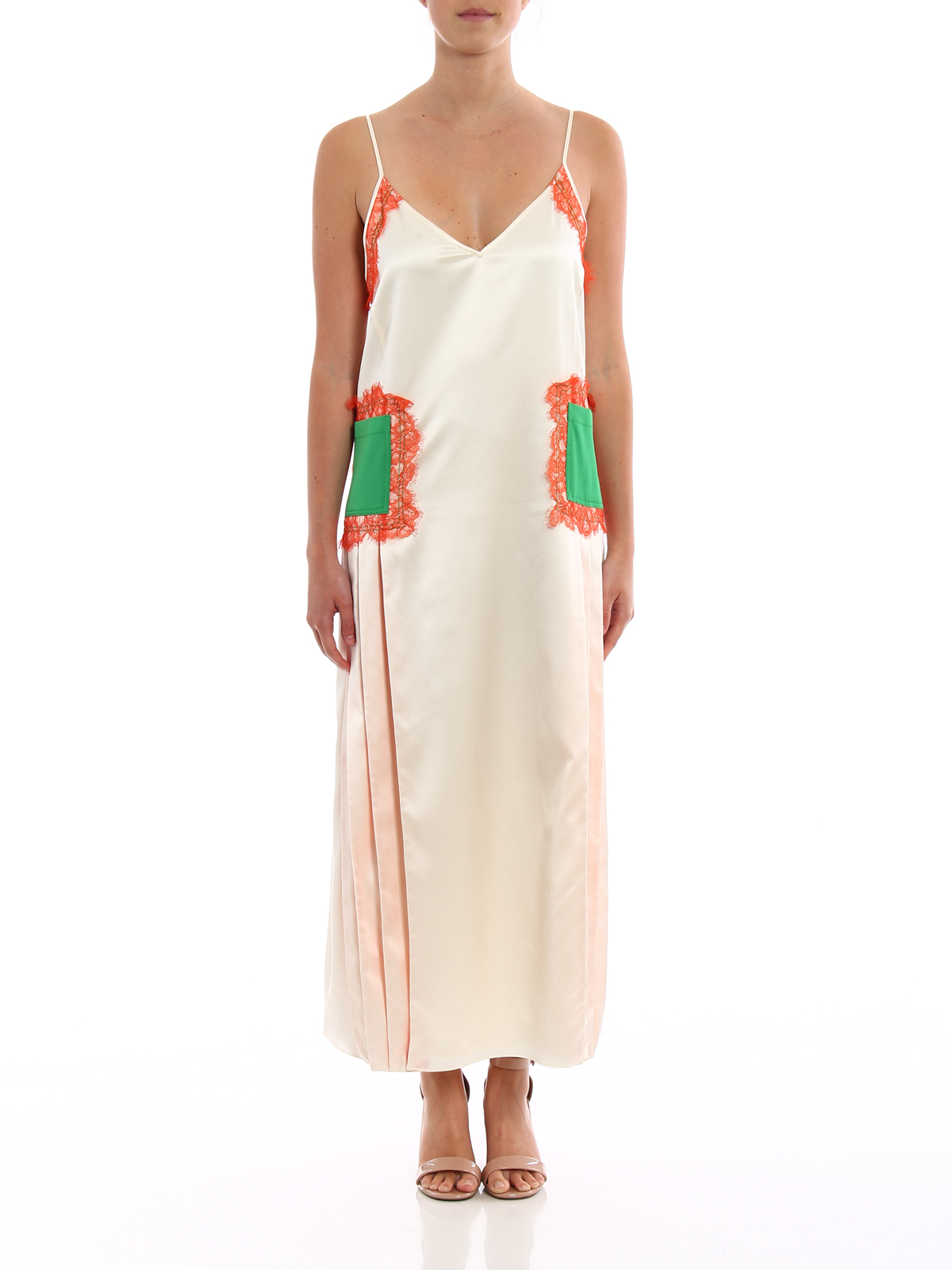 Tory Burch Claire silk satin and lace dress - Women|460500218104 Tory Burch Claire silk satin and lace dress - Women|460500218104