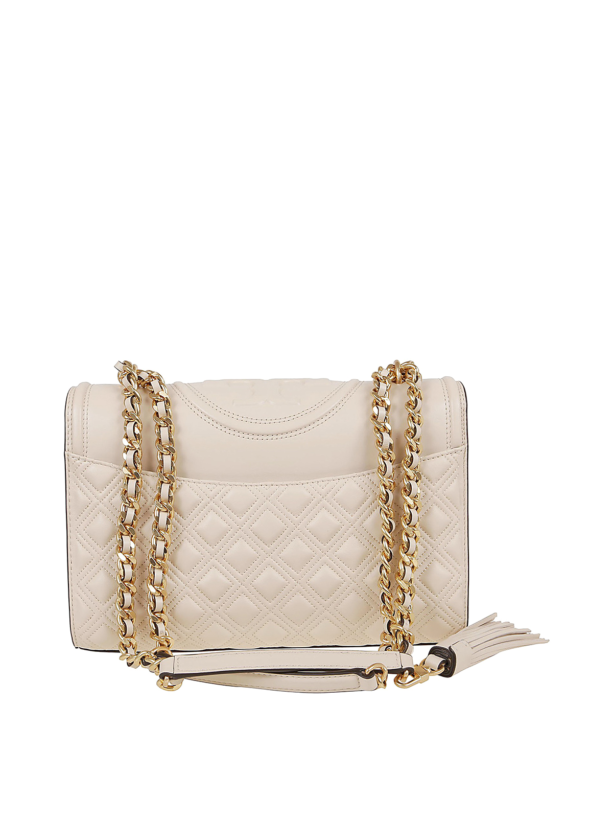 Shop Tory Burch Fleming Quilted Leather Bag In Beis Claro