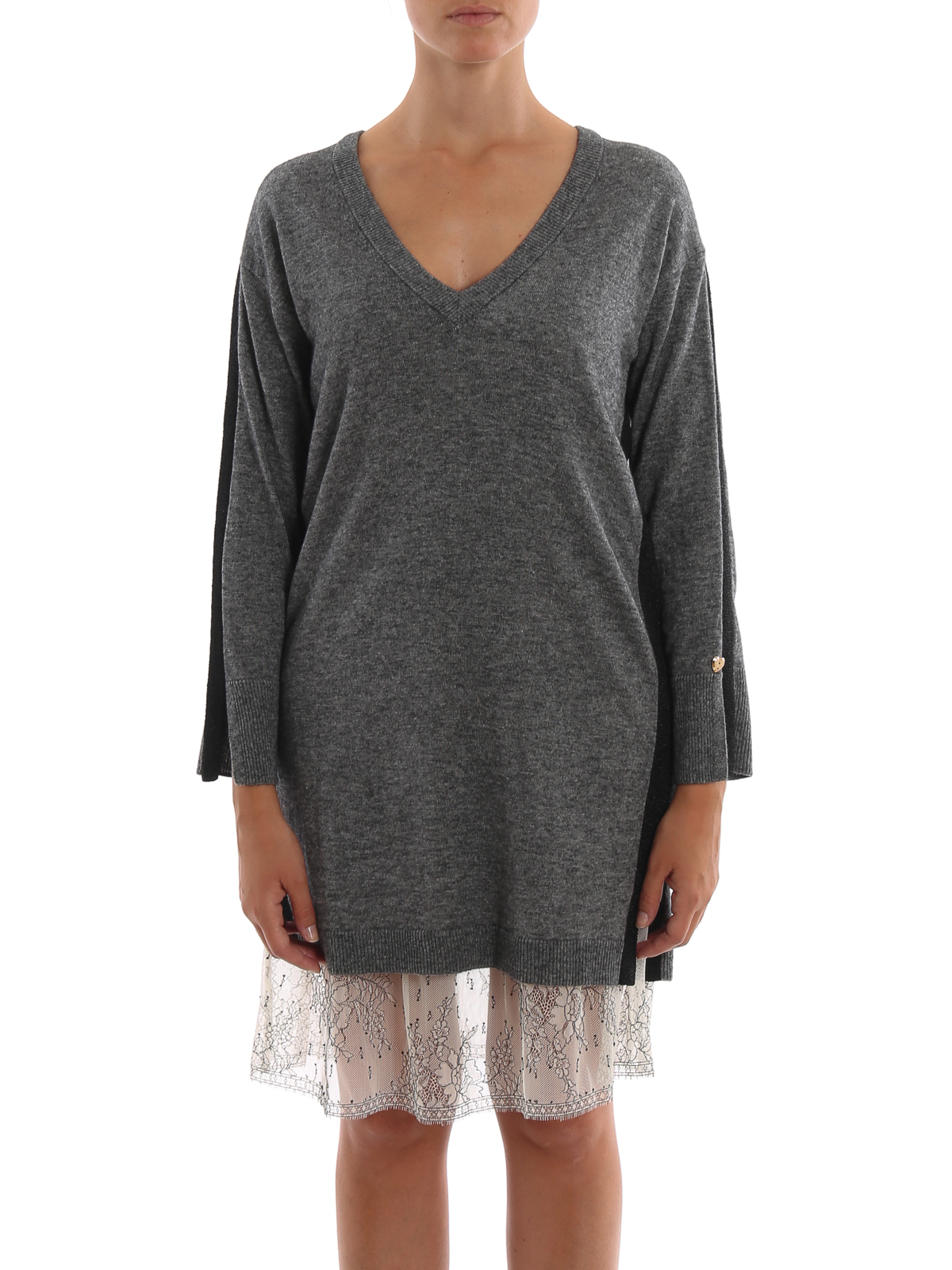 Twinset Cashmere blend knitted V-neck dress|192MP31000082M Twinset Cashmere blend knitted V-neck dress|192MP31000082M