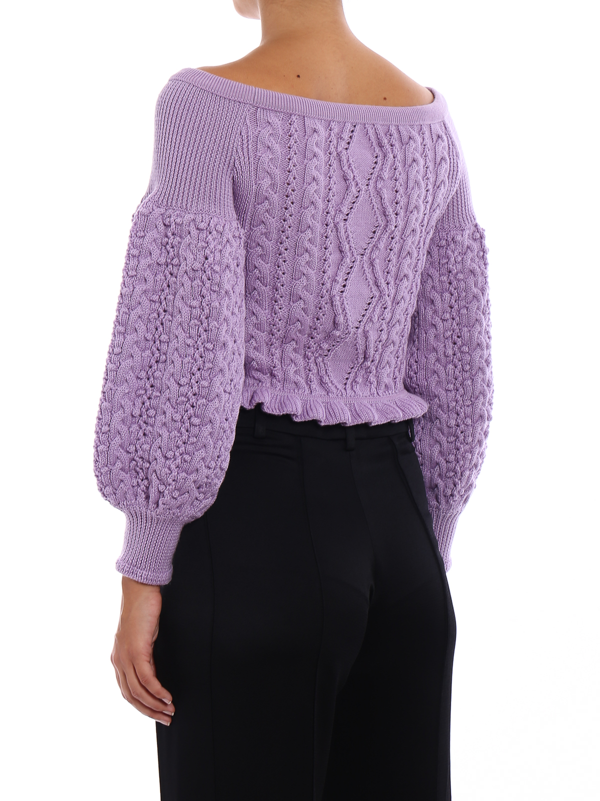 Cutout Virgin Wool Sweater in Purple - Valentino