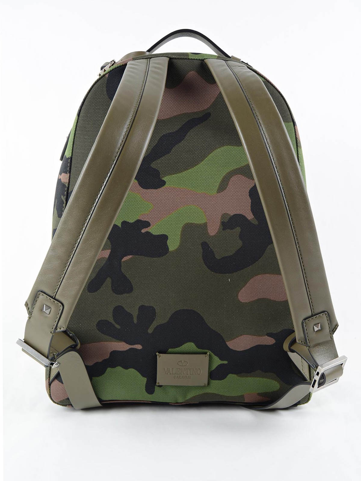 VALENTINO GARAVANI Nylon Camouflage Print Backpack Green White