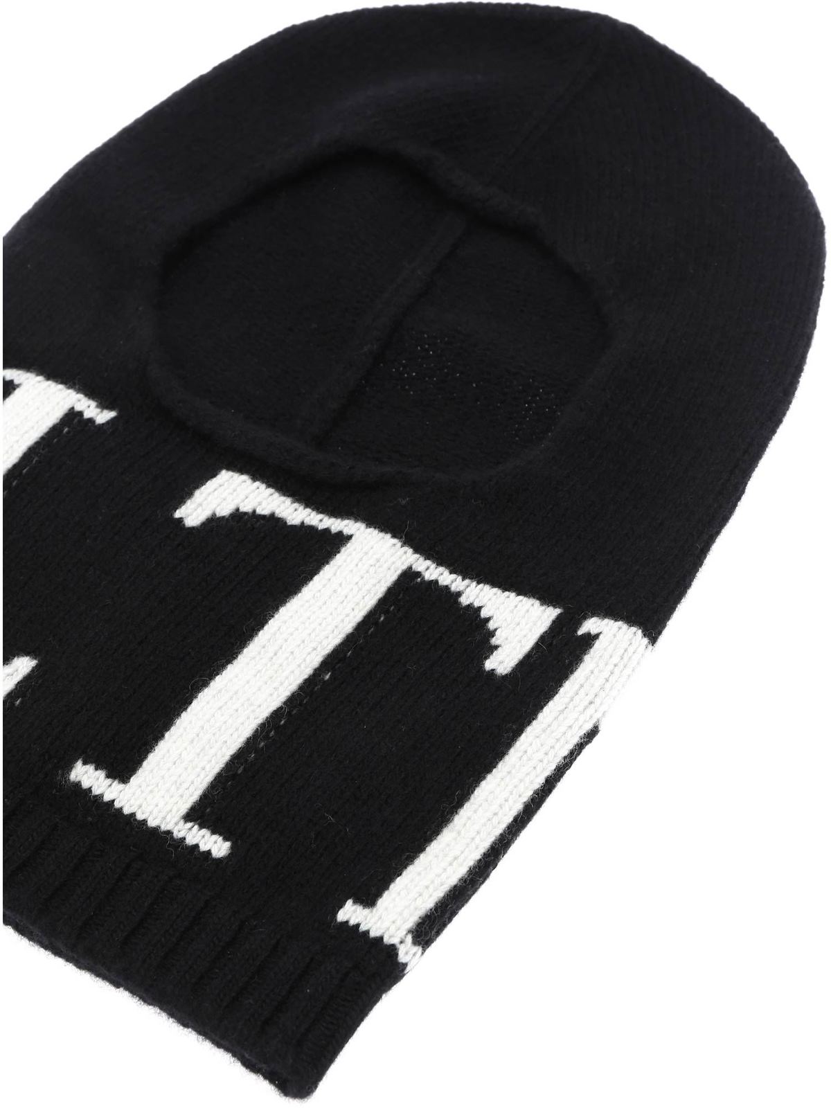 VALENTINO VLTN logo beanie knit cap Knit hat wool / silk Black/White Valentino Garavani VLTN Wool Beanie | Saks Fifth Avenue main image 2