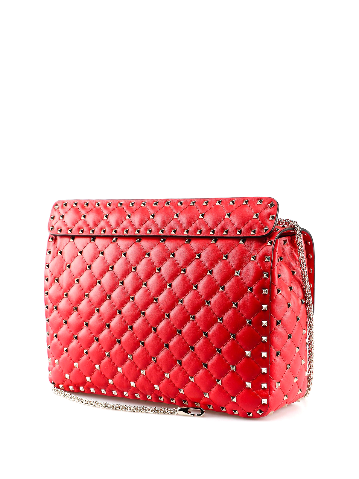 VALENTINO, 'Rockstud Spike' small quilted leather shoulder bag, RED, Women