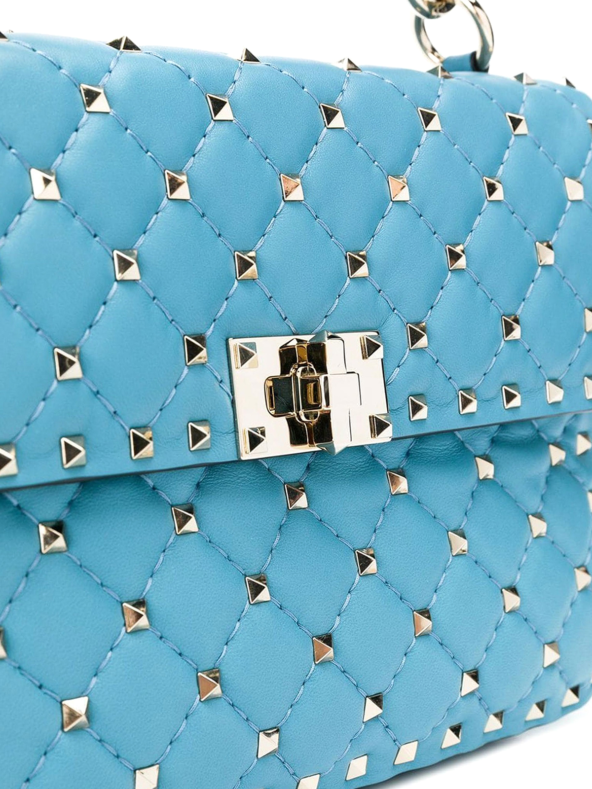 Valentino Garavani Light Blue Valentino Rockstud Spike Mini Backpack In  Quilted Leather