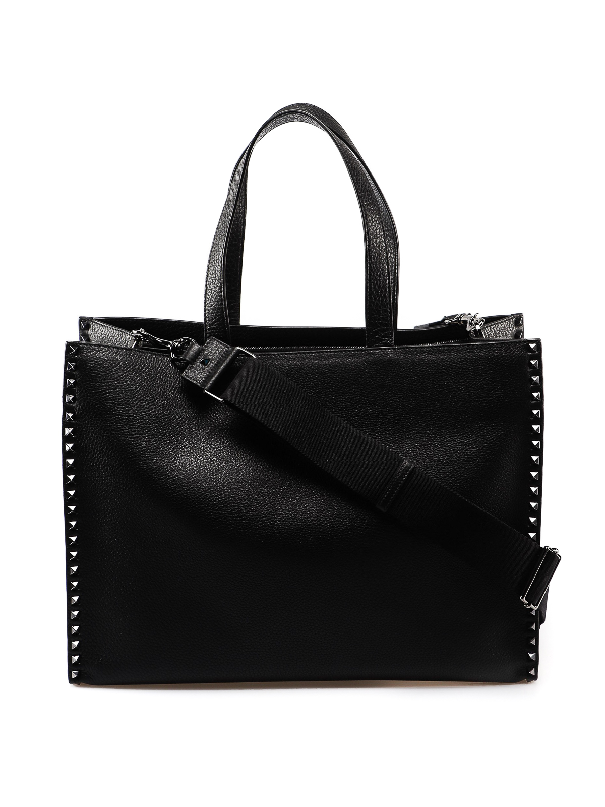 Rockstud Leather Tote Bag in Black - Valentino Garavani