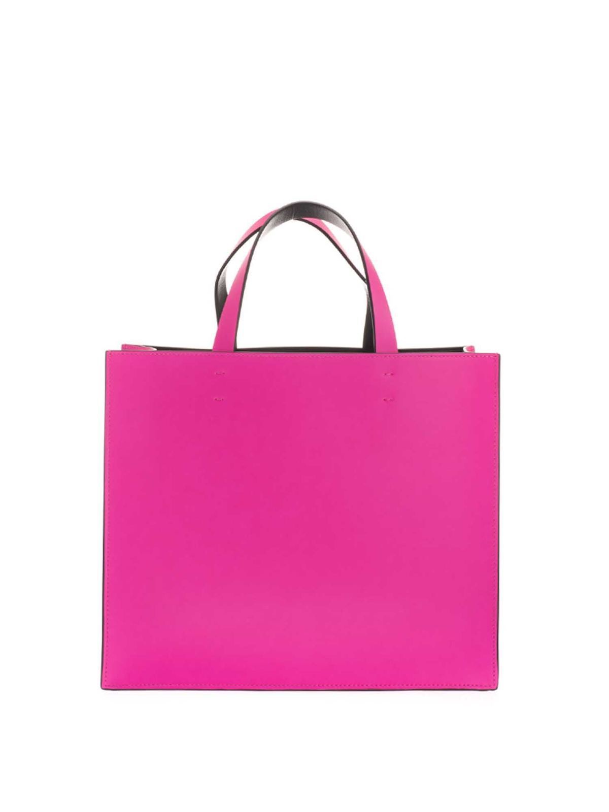 V Logo Leather Tote Bag in Pink - Valentino Garavani