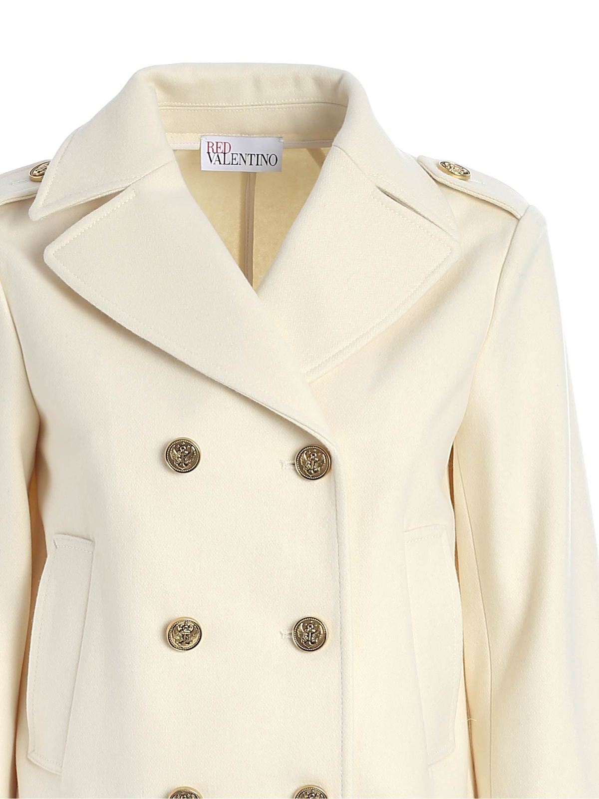 Valentino Red Double-breasted cropped coat White VR3CID050NA031