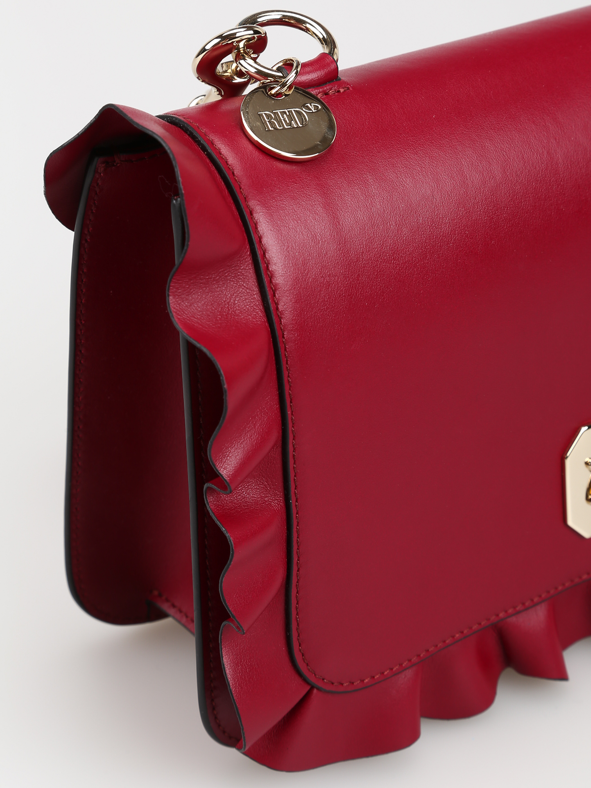 Shoulder bags Valentino Red - Ruched dark red leather shoulder bag