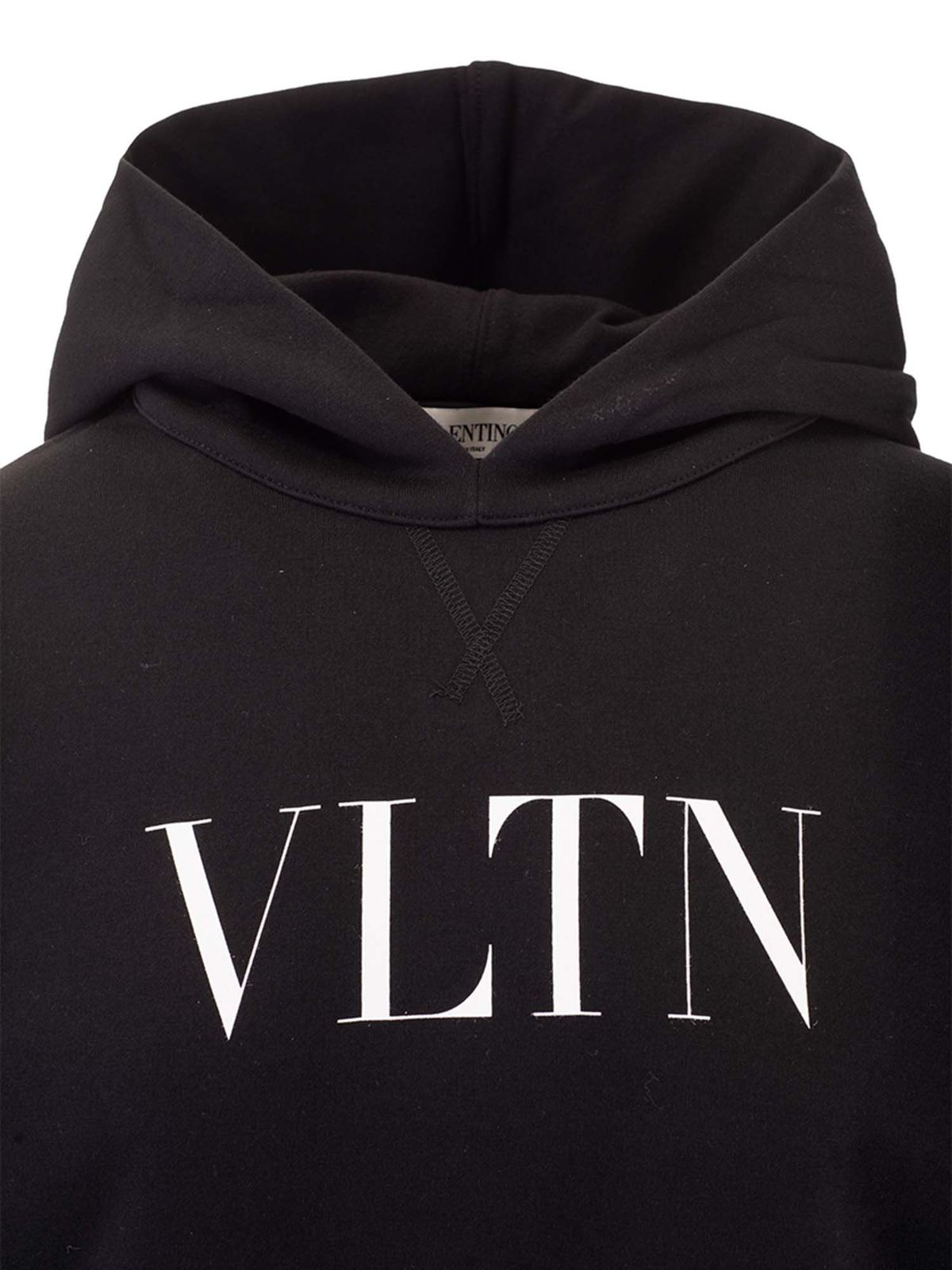 Valentino Garavani Long VLTN Hoodie In Black VB3MF08L64H0NI