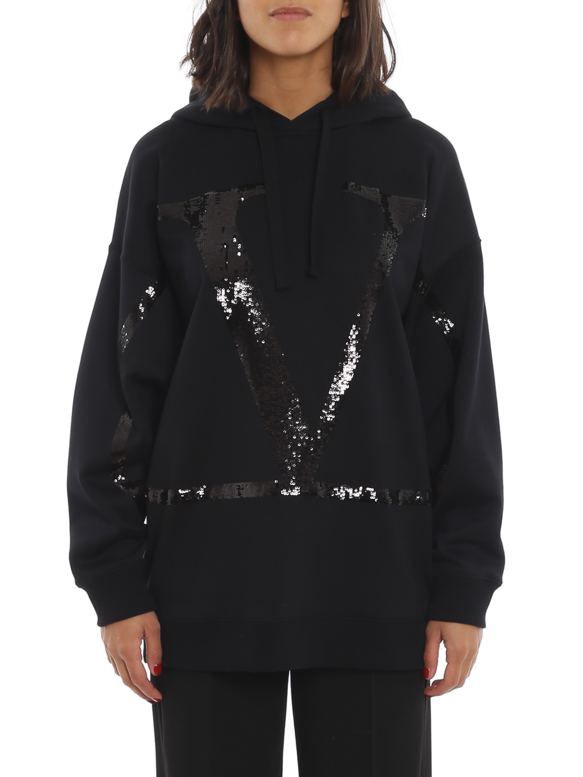 スウェット・トレーナー Valentino Garavani Vlogo Signature Sweatshirt Valentino Garavani Maxi logo lettering black sweatshirt