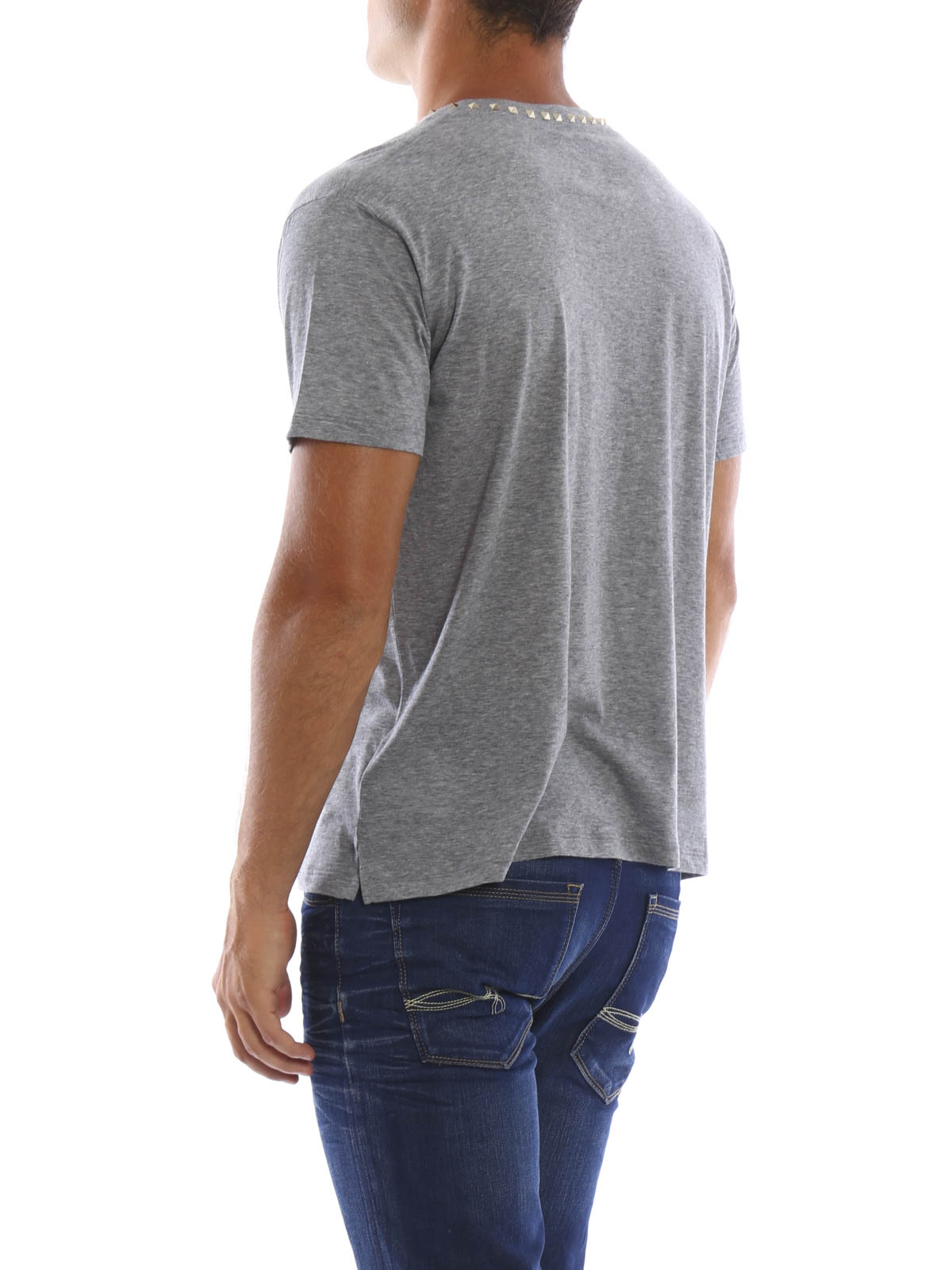 VALENTINO グレー Tシャツ M Valentino Garavani Studded cotton T-shirt - Grey