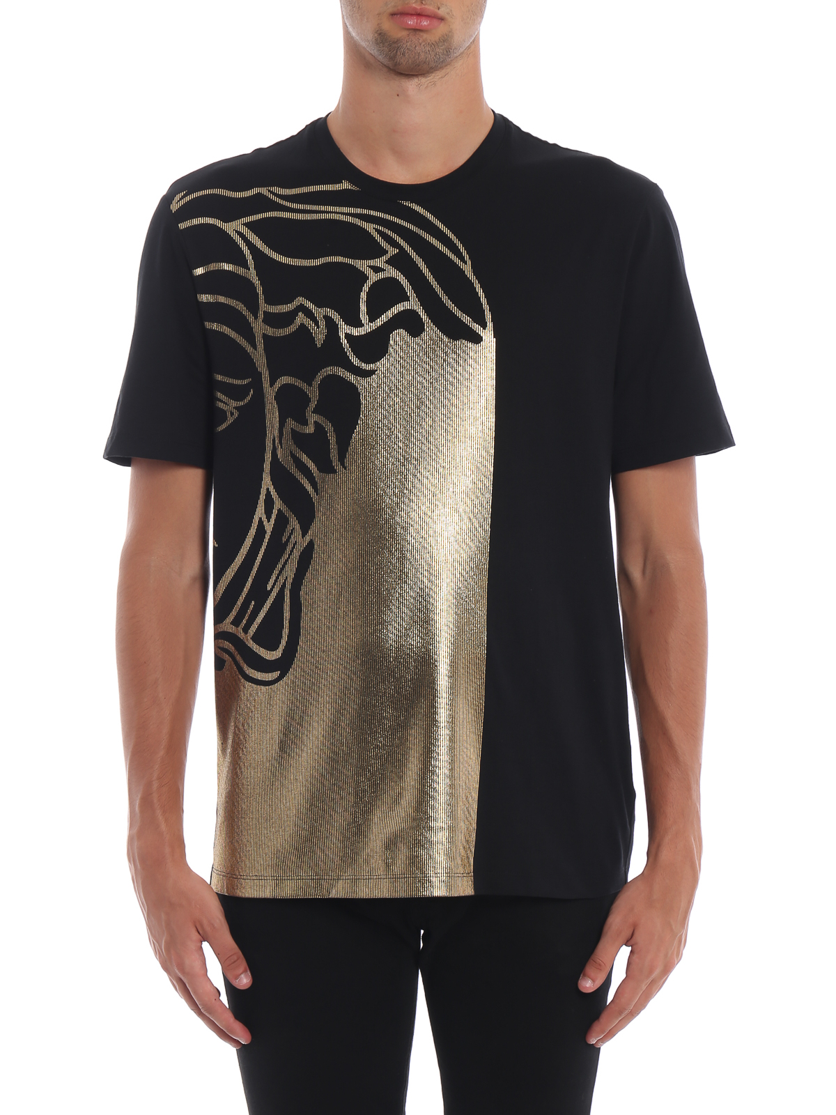 VERSACE COLLECTION T-SHIRT - BLACK & GOLD - COTTON