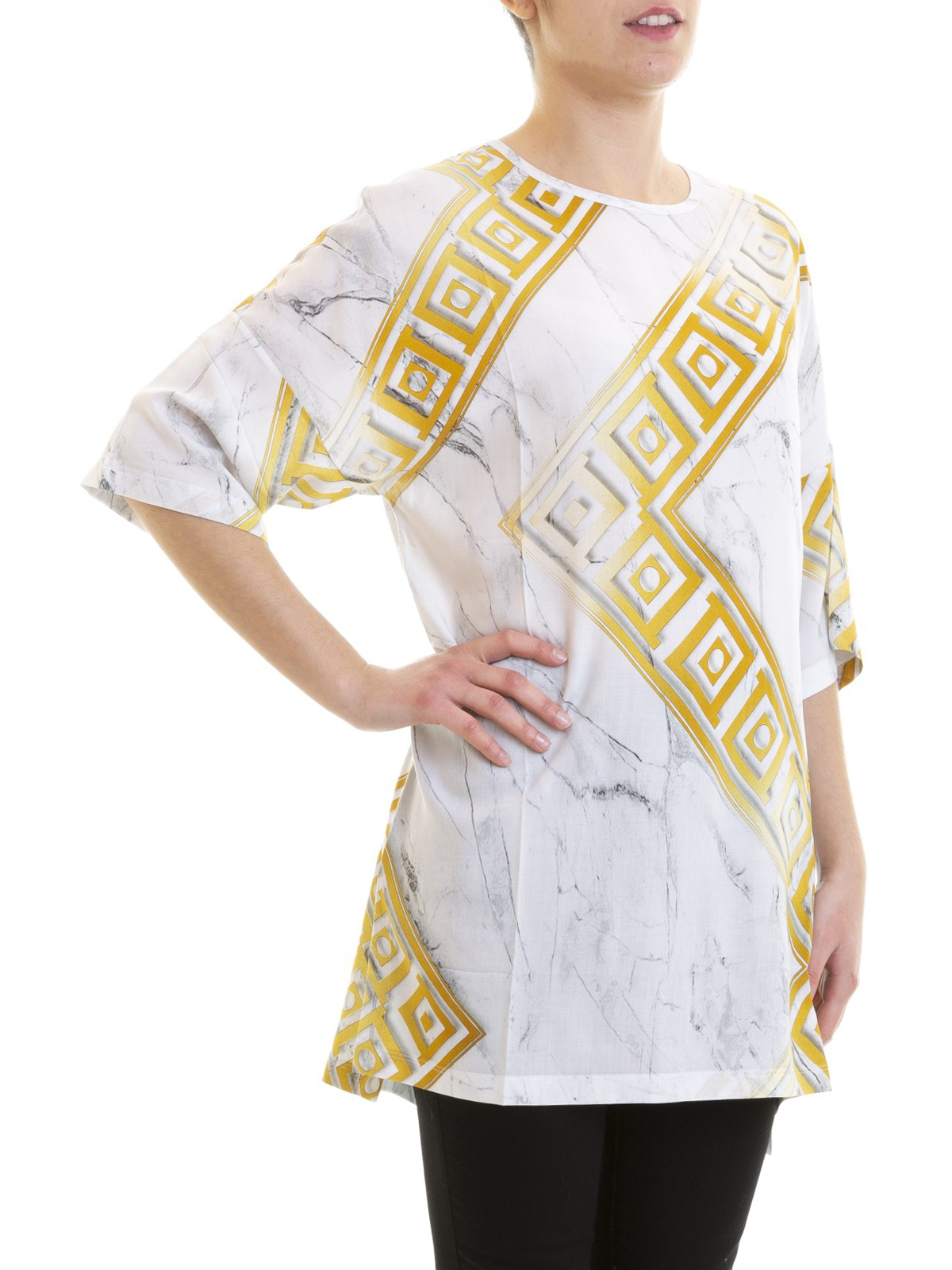 T-shirts Versace Collection - Greca Key print marble effect over T