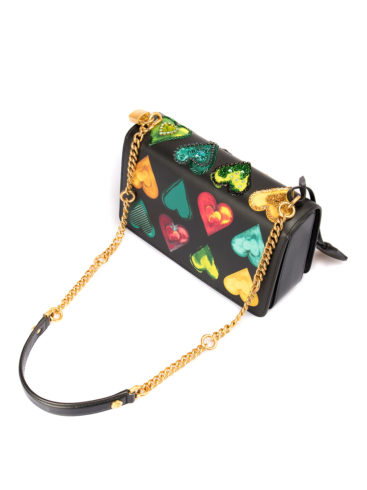 Versace Hearts detailed leather bag - Black | DBFG303DVRHRDNMOT