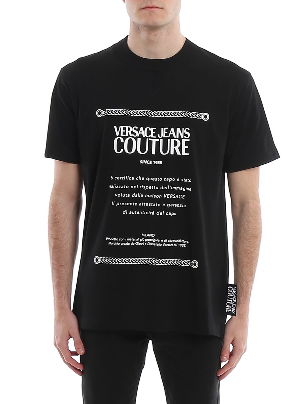 T-shirts Versace Jeans Couture - Logo label printed jersey T-shirt