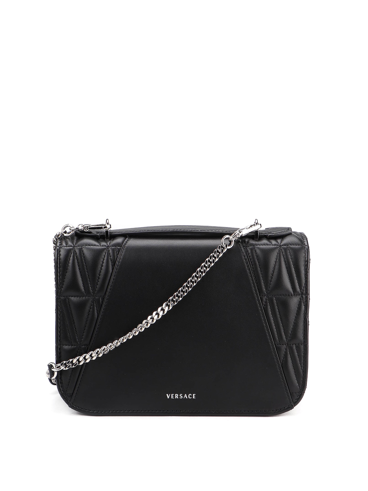 Versace Black Nappa Virtus Mini Crossbody Bag