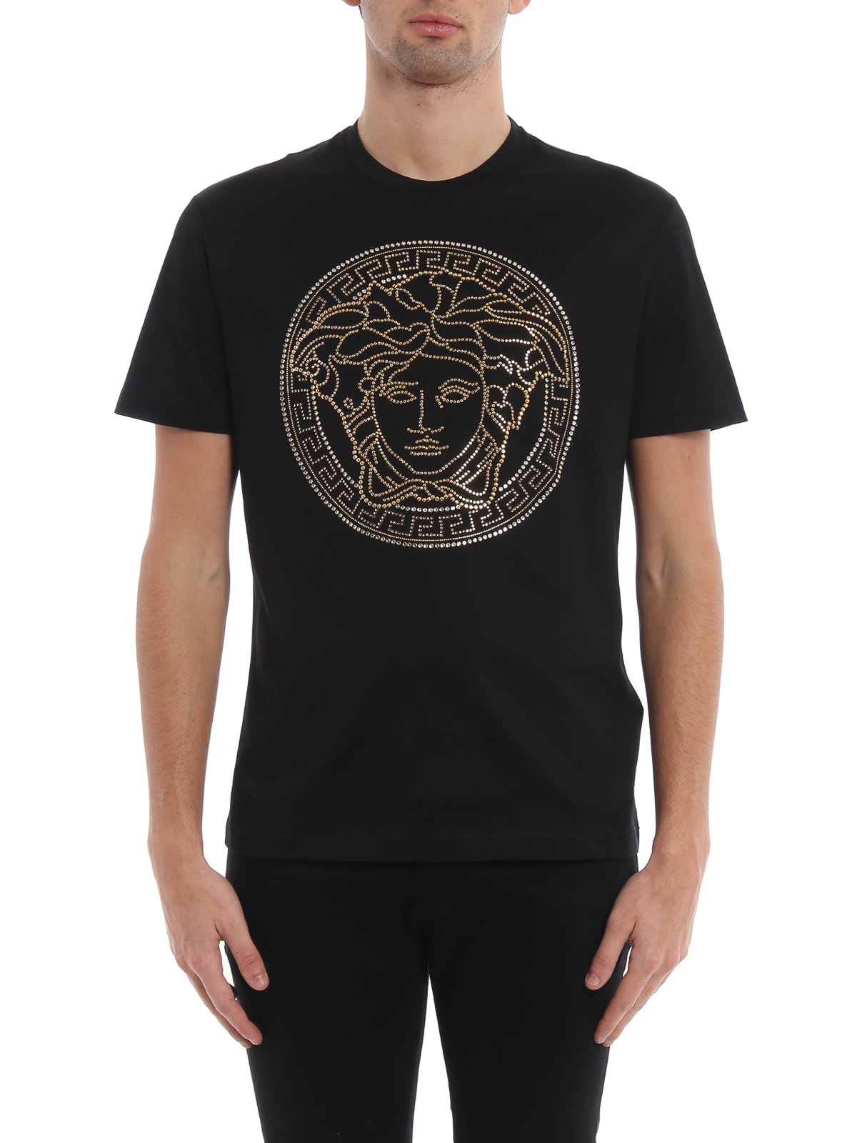 Måltid ornament mareridt T-shirts Versace - Gold-tone Medusa Head black T-shirt - A77987A201952A008