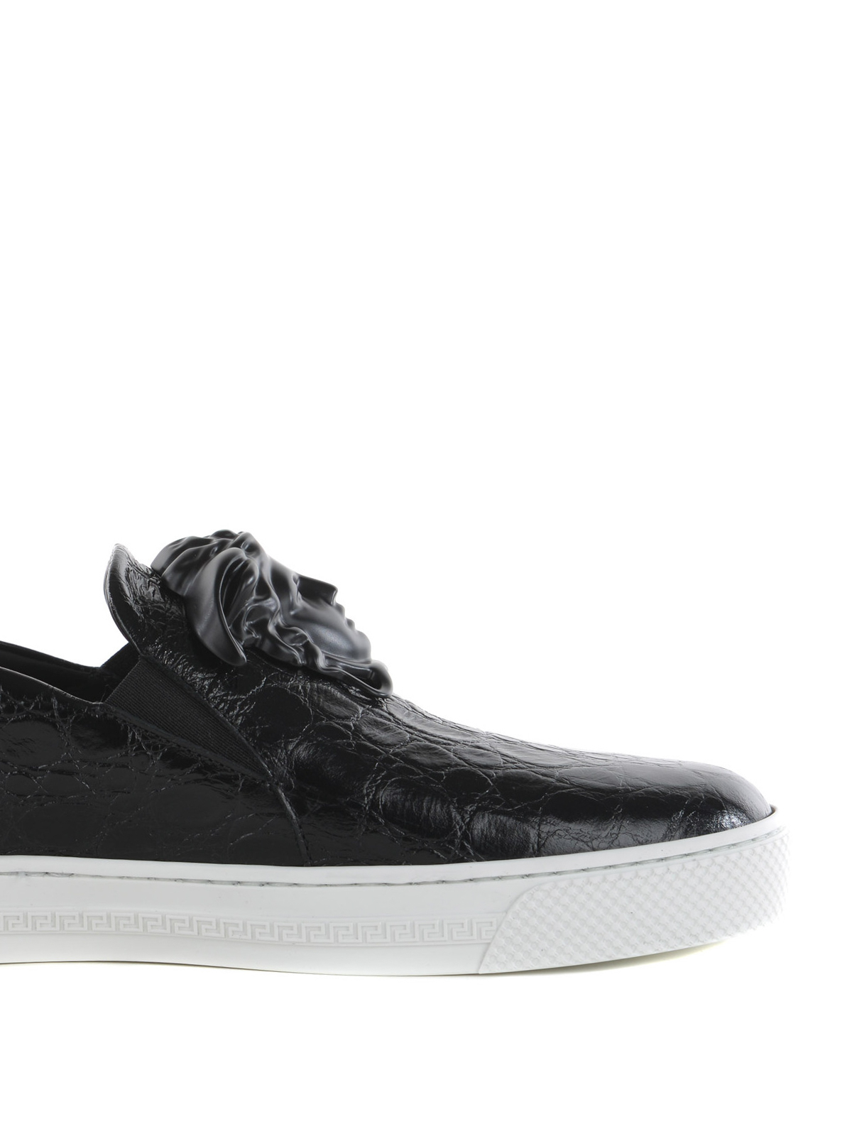 Versace Medusa Head croco print slip-ons - Black