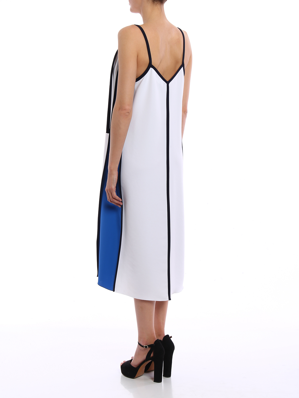 Victoria Beckham Crepe bicolour dress|DRVV461APOOLBLUEWHITENAVY