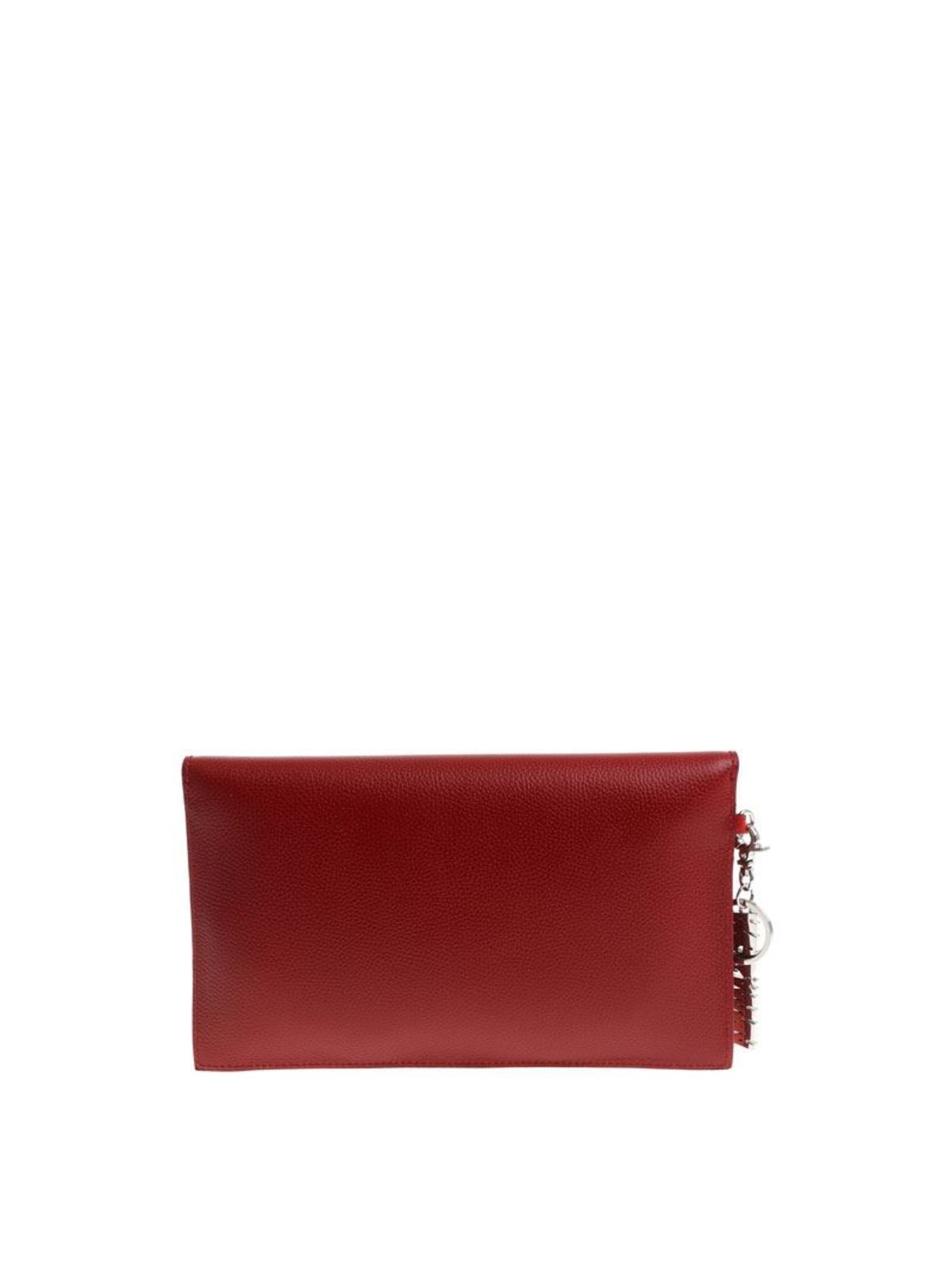 Shop Vivienne Westwood Anglomania Grainy Leather Clutch In Rojo