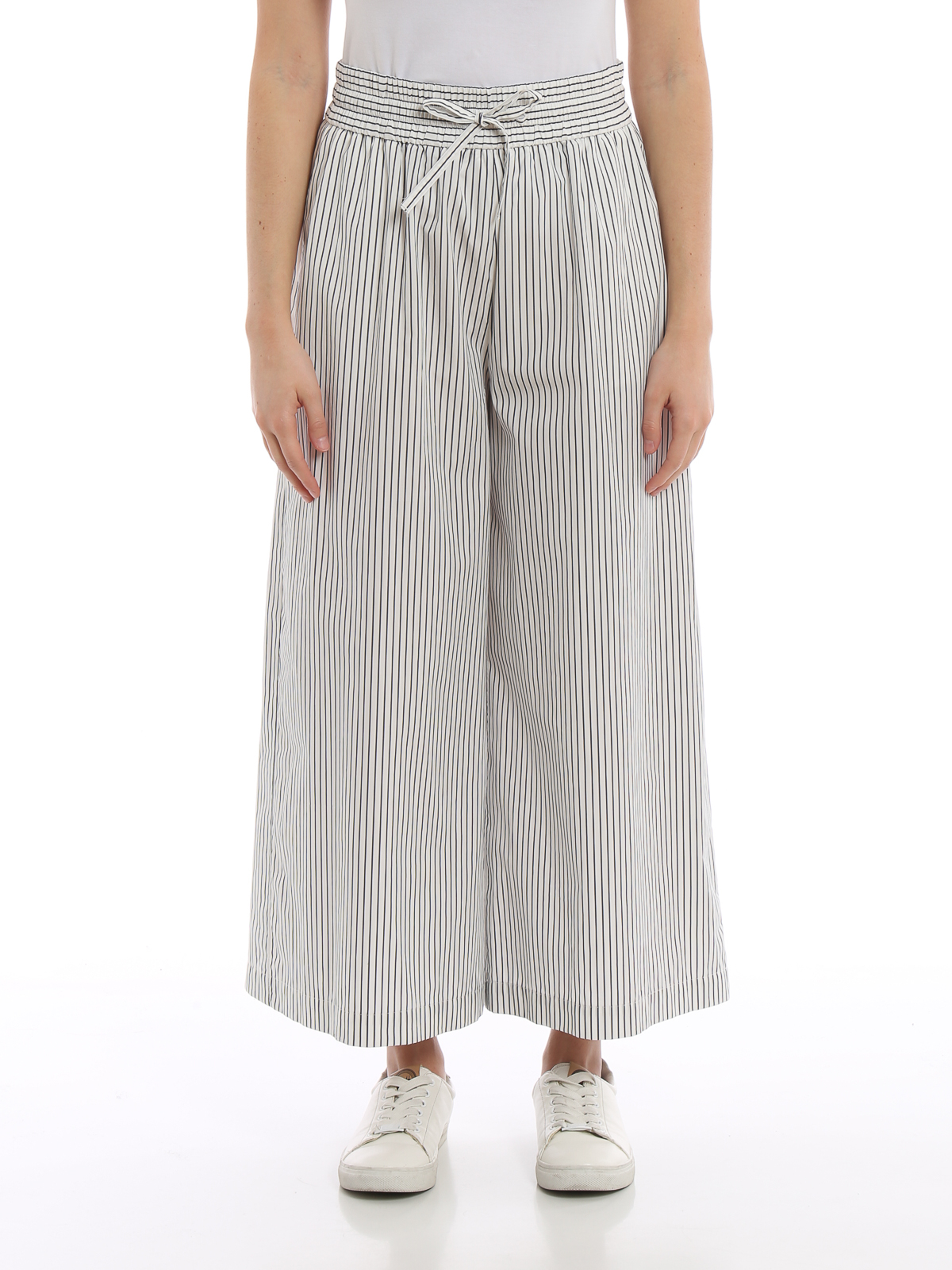 Weekend Max Mara Nigra white and blue wide leg trousers|51311191000006 display picture 1