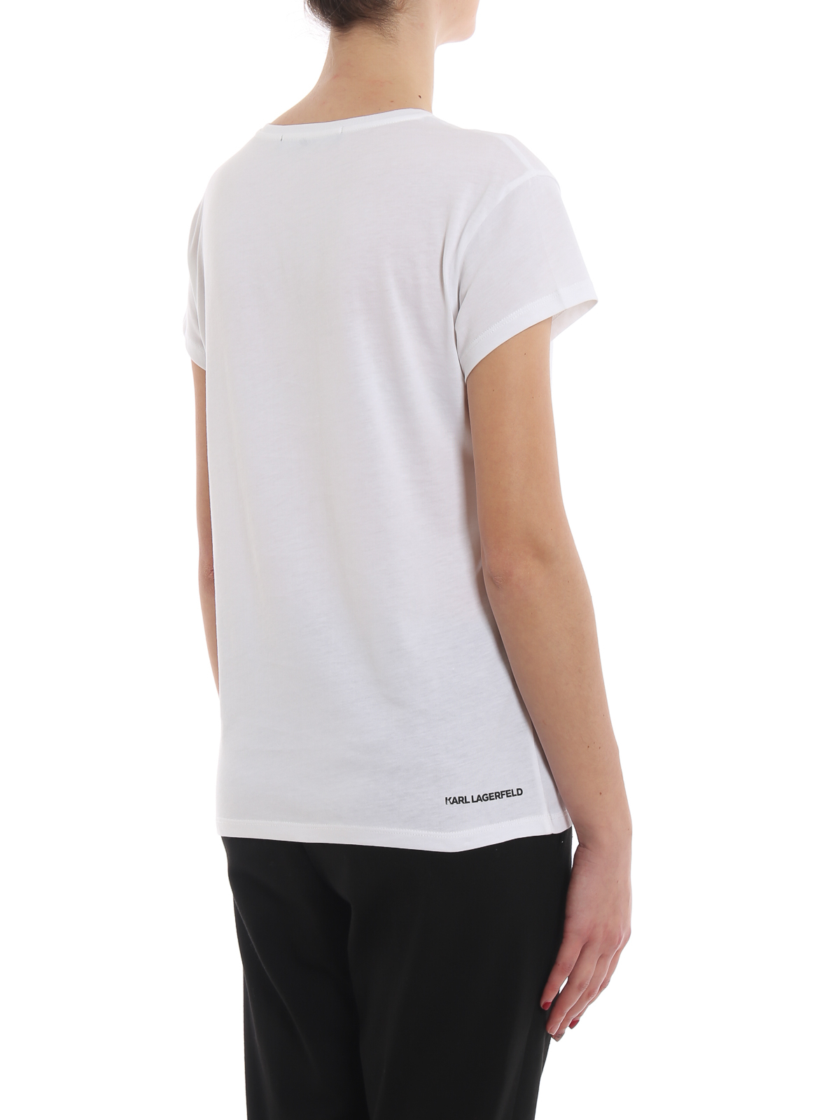 Shop Karl Lagerfeld Ikonik White Cotton T-shirt