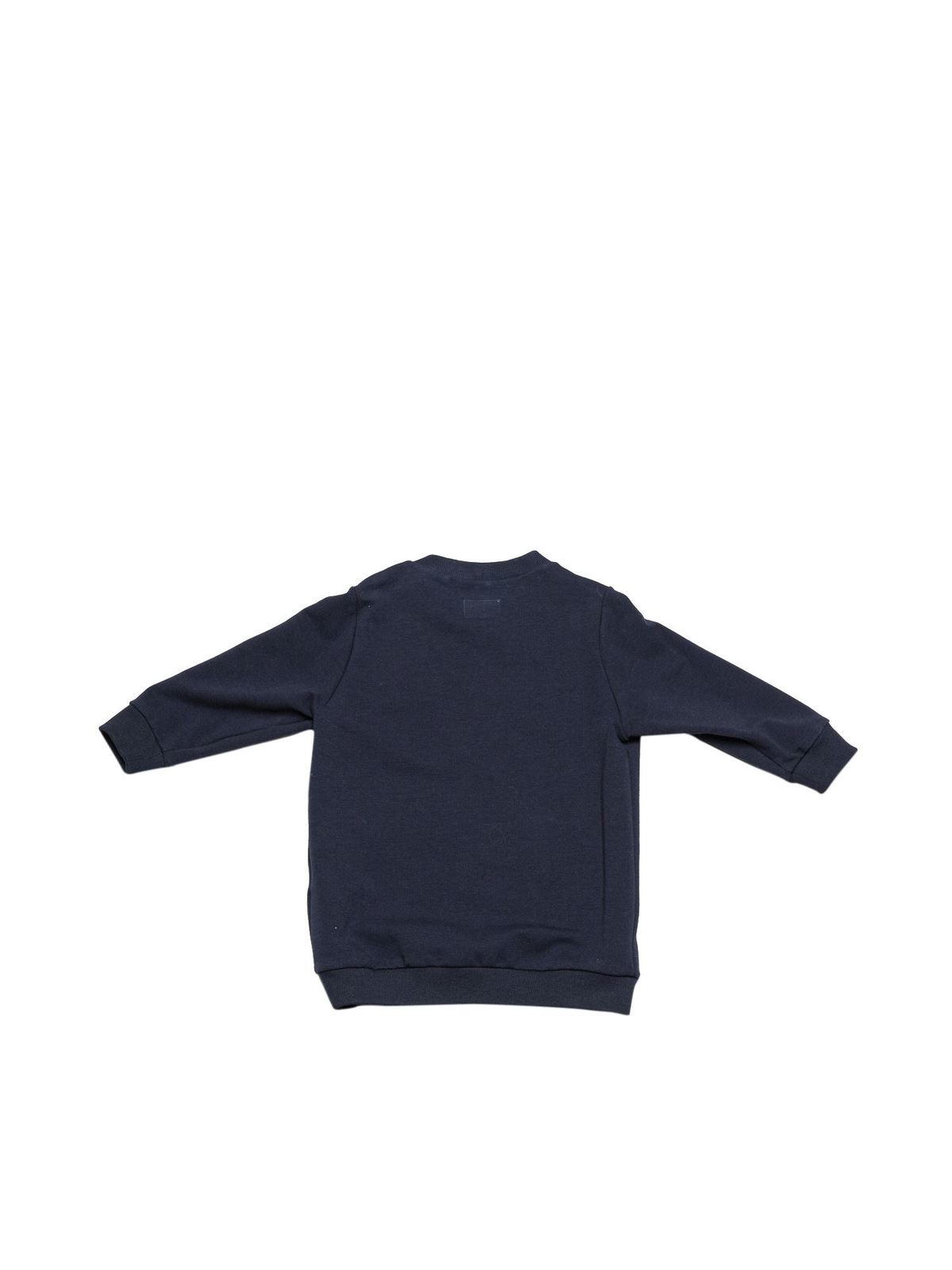 Il Gufo Fleece dress in blue with red patch|A20VL431M0100497