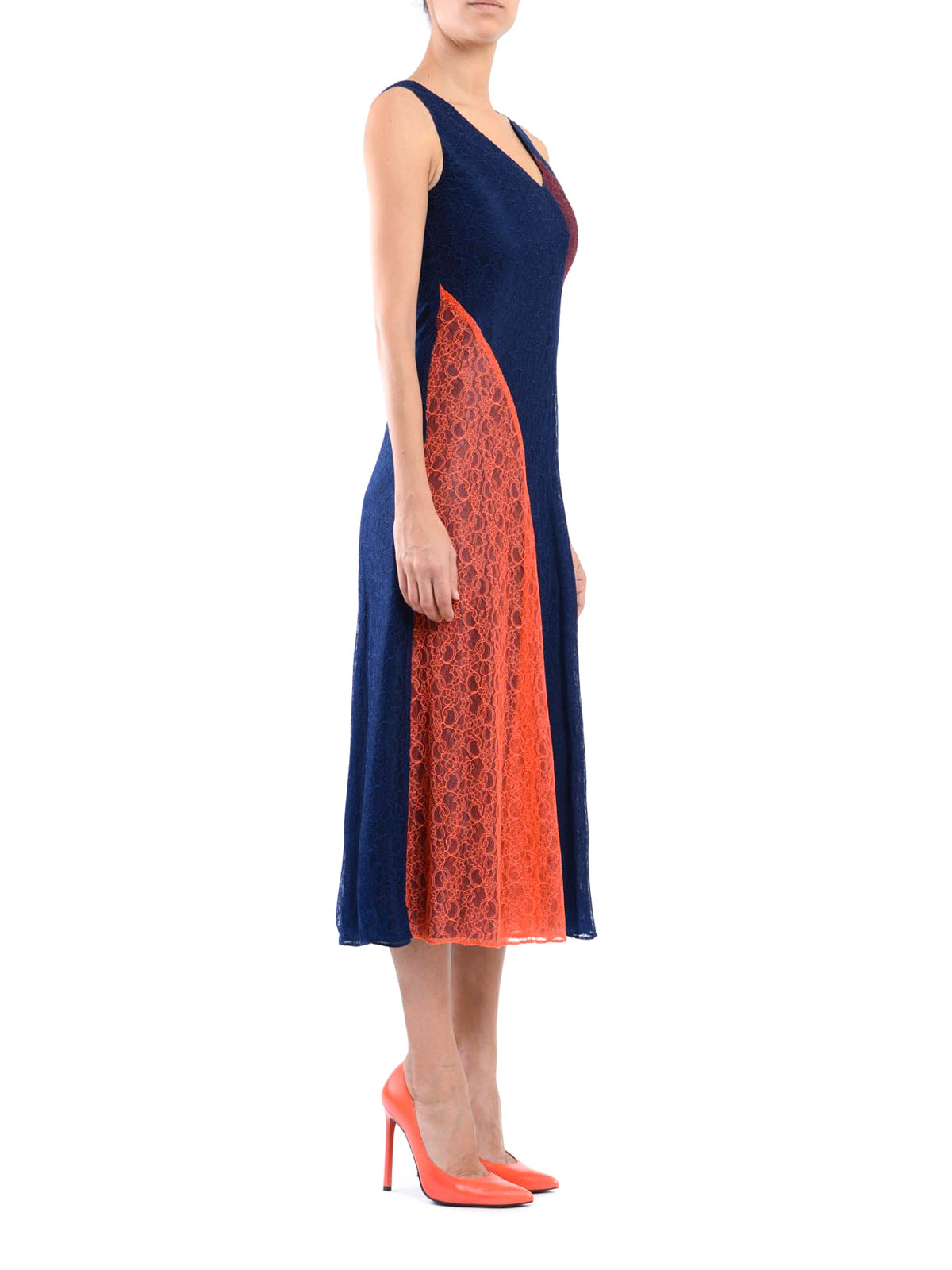 Tory Burch Iliana colour block lace dress - Blue - Women|30901982