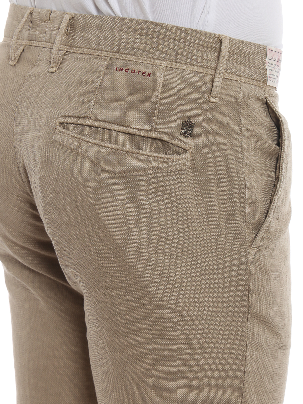 Casual trousers Incotex - Slacks beige cotton and linen slim pants