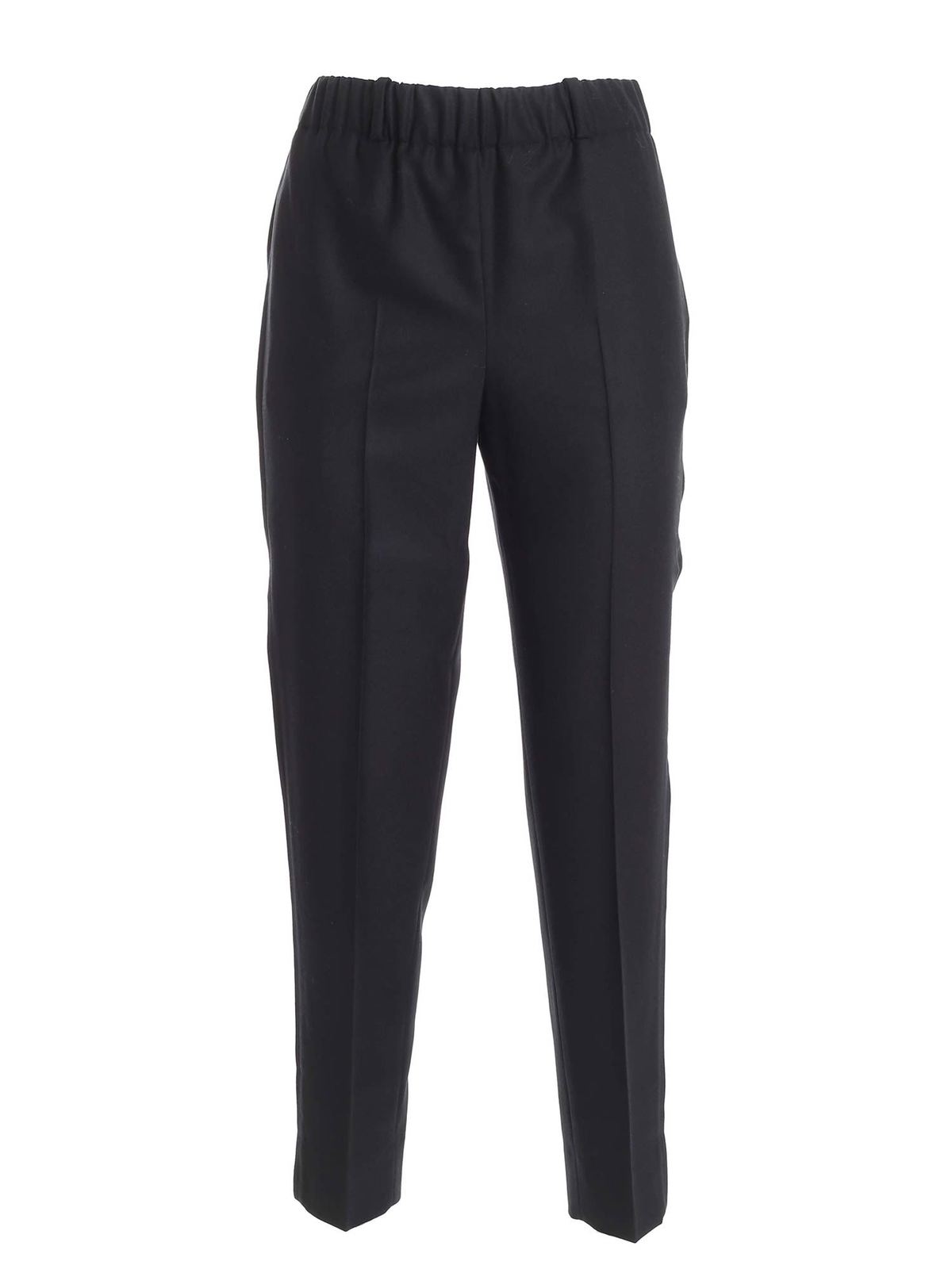 Incotex Wool Trousers In Black In Negro