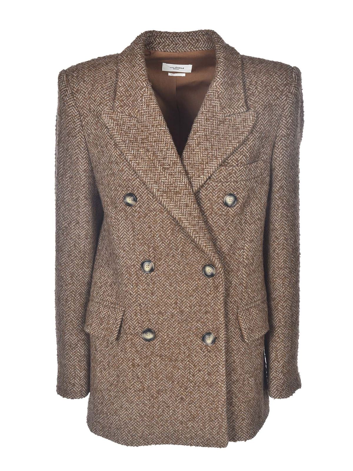 Short coats Isabel Marant Etoile - Melissa coat in melange brown -  MA083420A023ECARAMEL