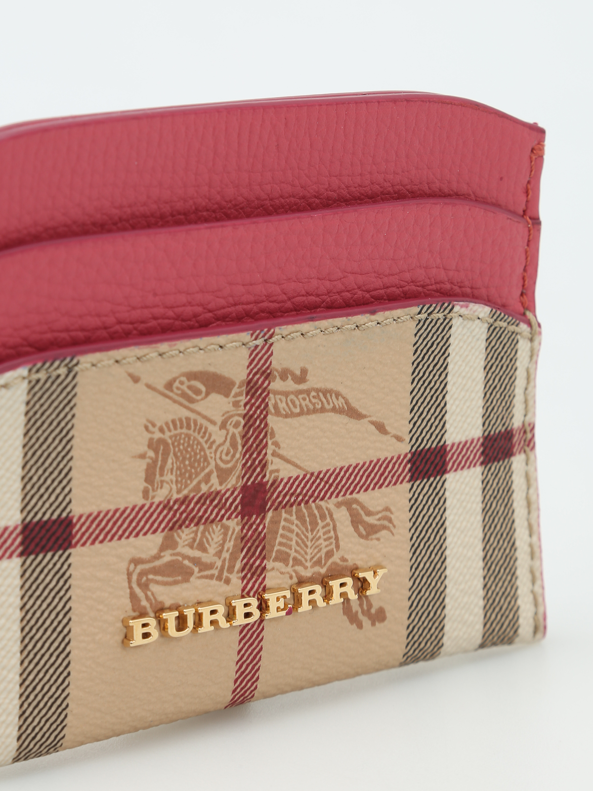 Burberry Pink/Beige Haymarket Check Coated Canvas and Leather Izzy Card  Holder