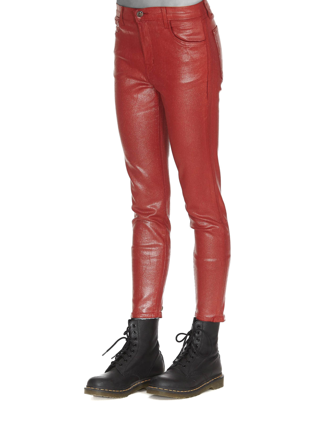 Shop J Brand Red Metallic Denim Jeans In Rojo