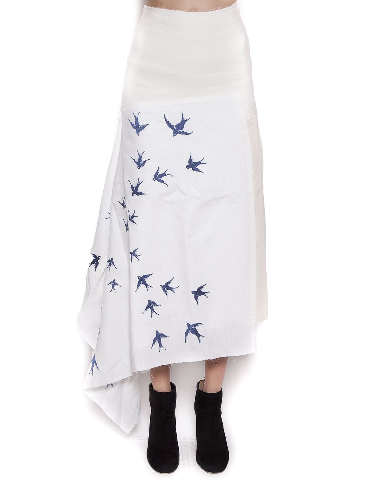 J.W. Anderson Swallow embroidery linen skirt