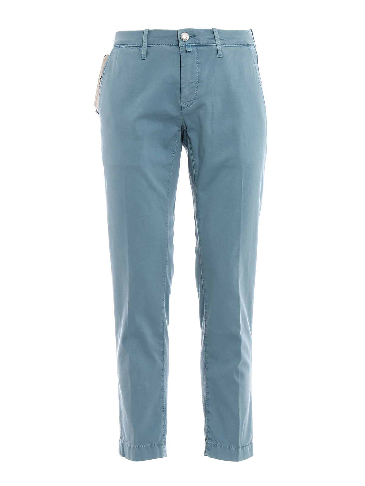 Jacob Cohen Stretch Cotton Jacquard Trousers In Azul Claro