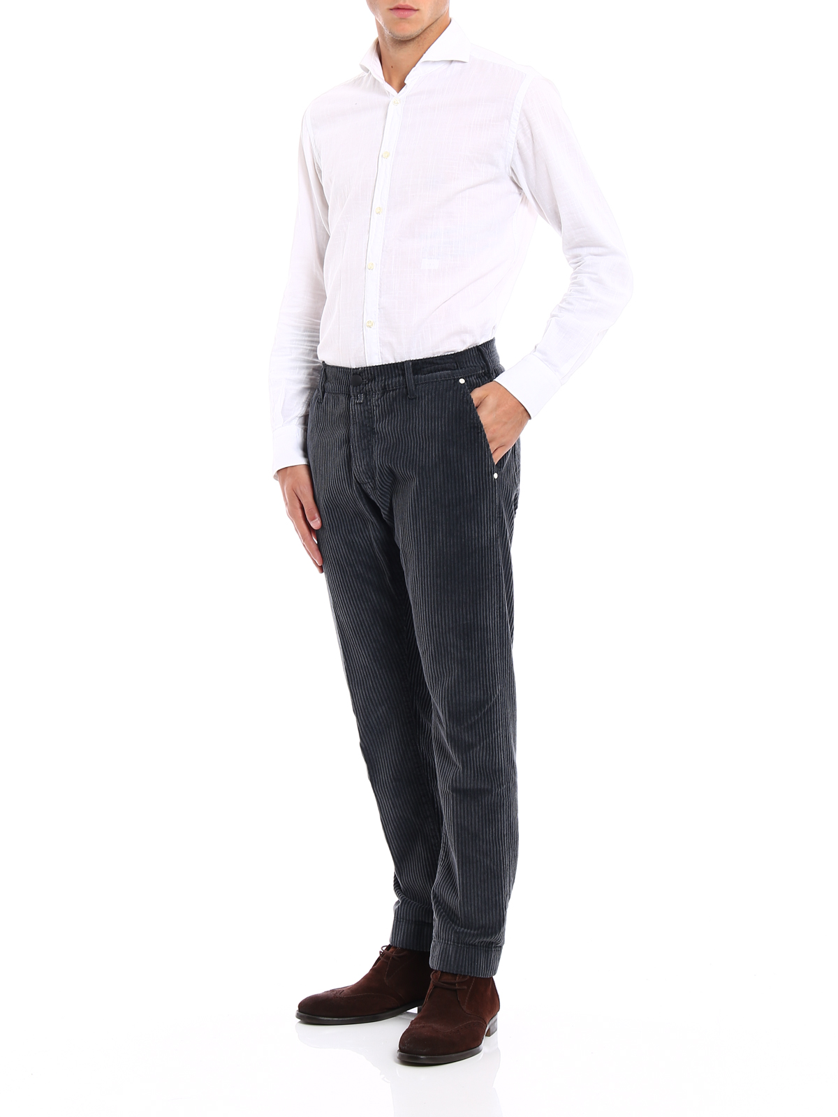 ESPRIT - Mid-Rise Slim Corduroy Trousers at our online shop