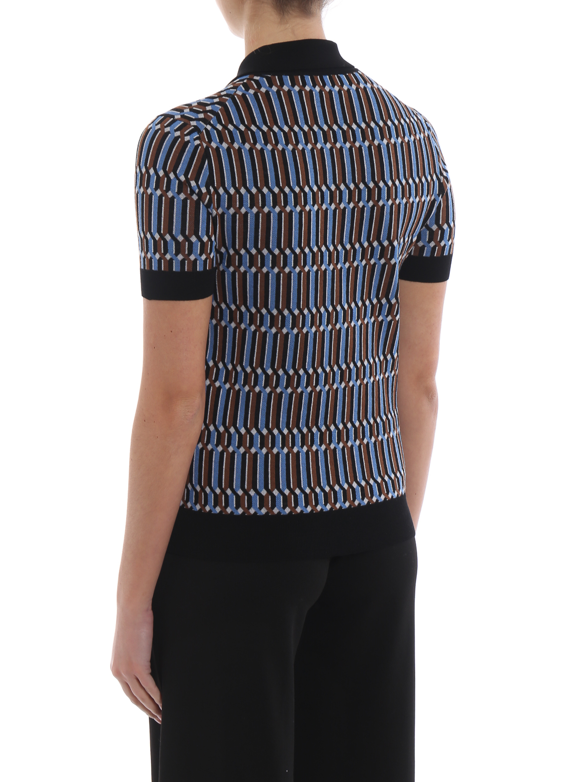 Prada Jacquard wool crop polo shirt - Multicolour|P24L0N1S9E237